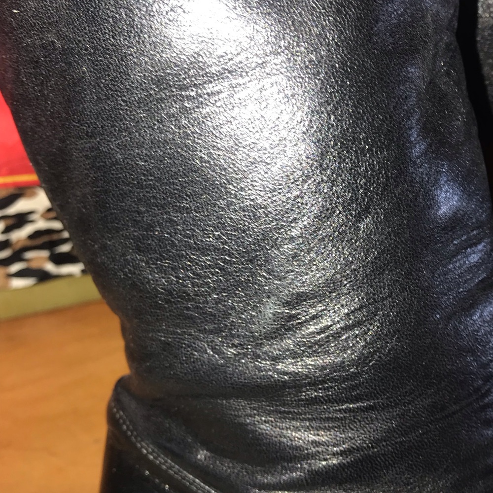 Italian black LEATHER FLAT BOOTS Size 7 - Picture 6 of 9